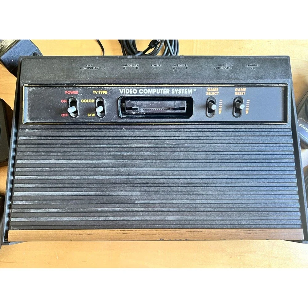 Atari 2600 4-Switch Console AV Mod Combat 2 Joysticks 2 Paddles Lot Tested
